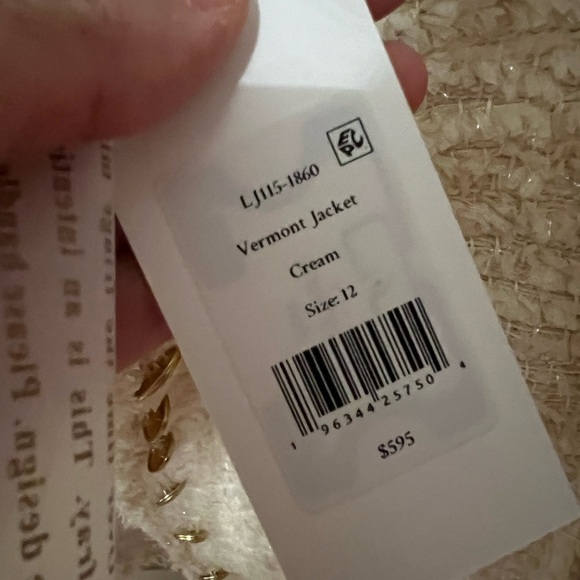 NWT LOVESHACKFANCY Vermont Tweed Woven Beige Jacket Sz 12 - Picture 7 of 9